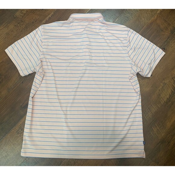 Mizzen and Main Versa Polo Peach Blue Horizontal Stripe Men’s size XL - Picture 3 of 4